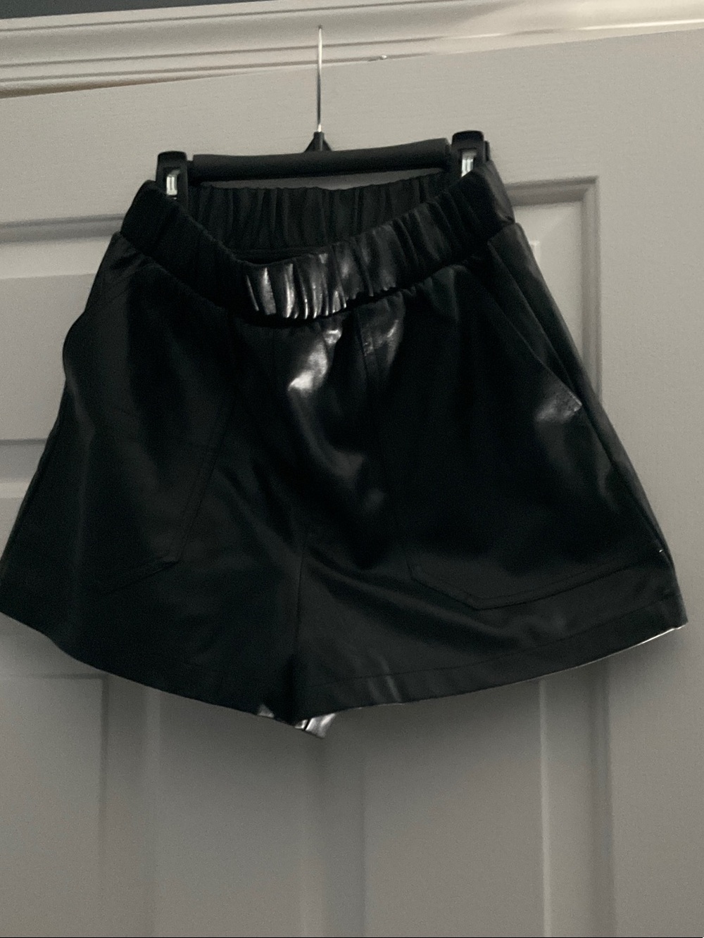 Steve Madden Black Faux Leather High-Waist Shorts